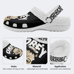 They Live Obey Print - Fur Lined Slippers/Sandals