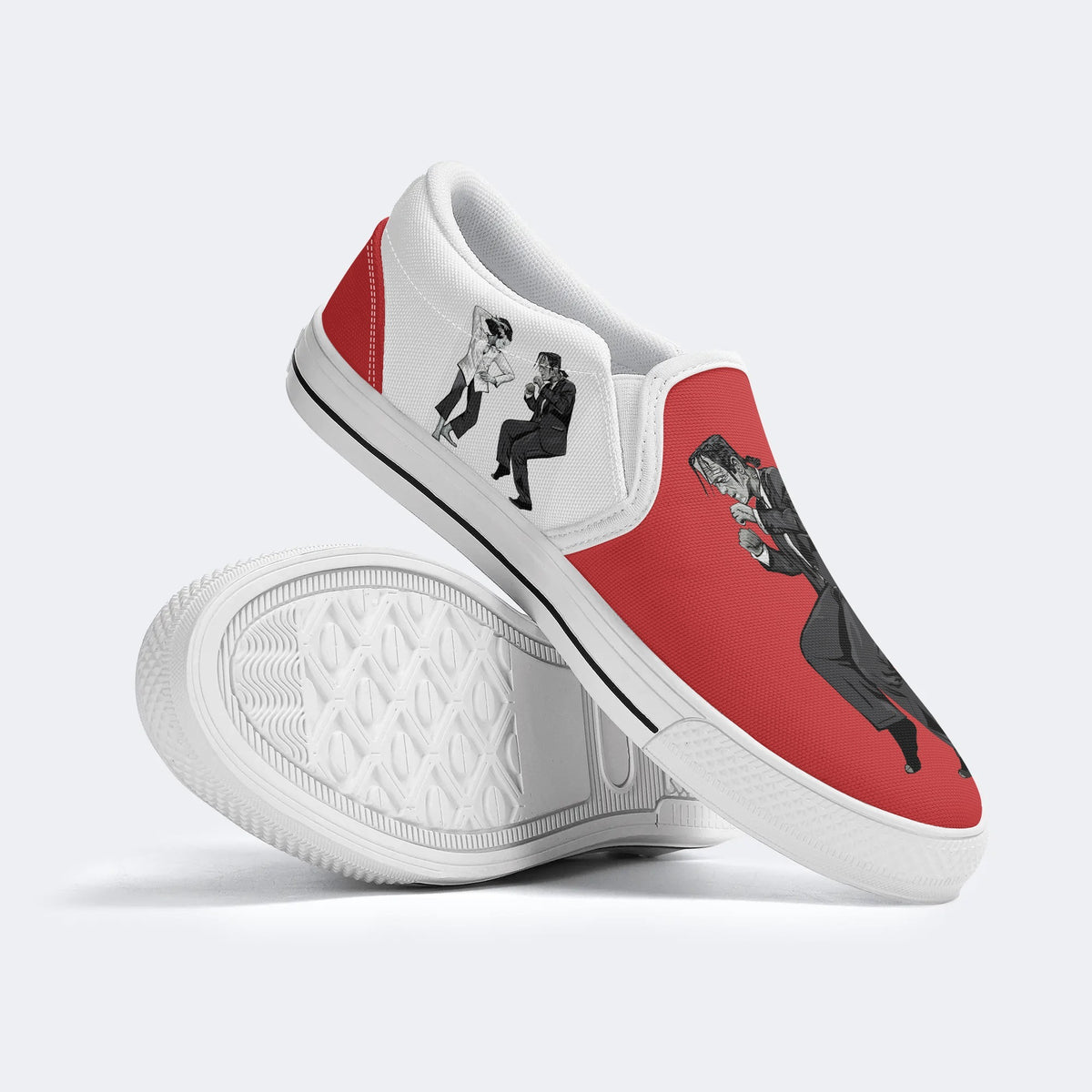 Pulp Frankenstein Halloween Print - Slip On Shoes