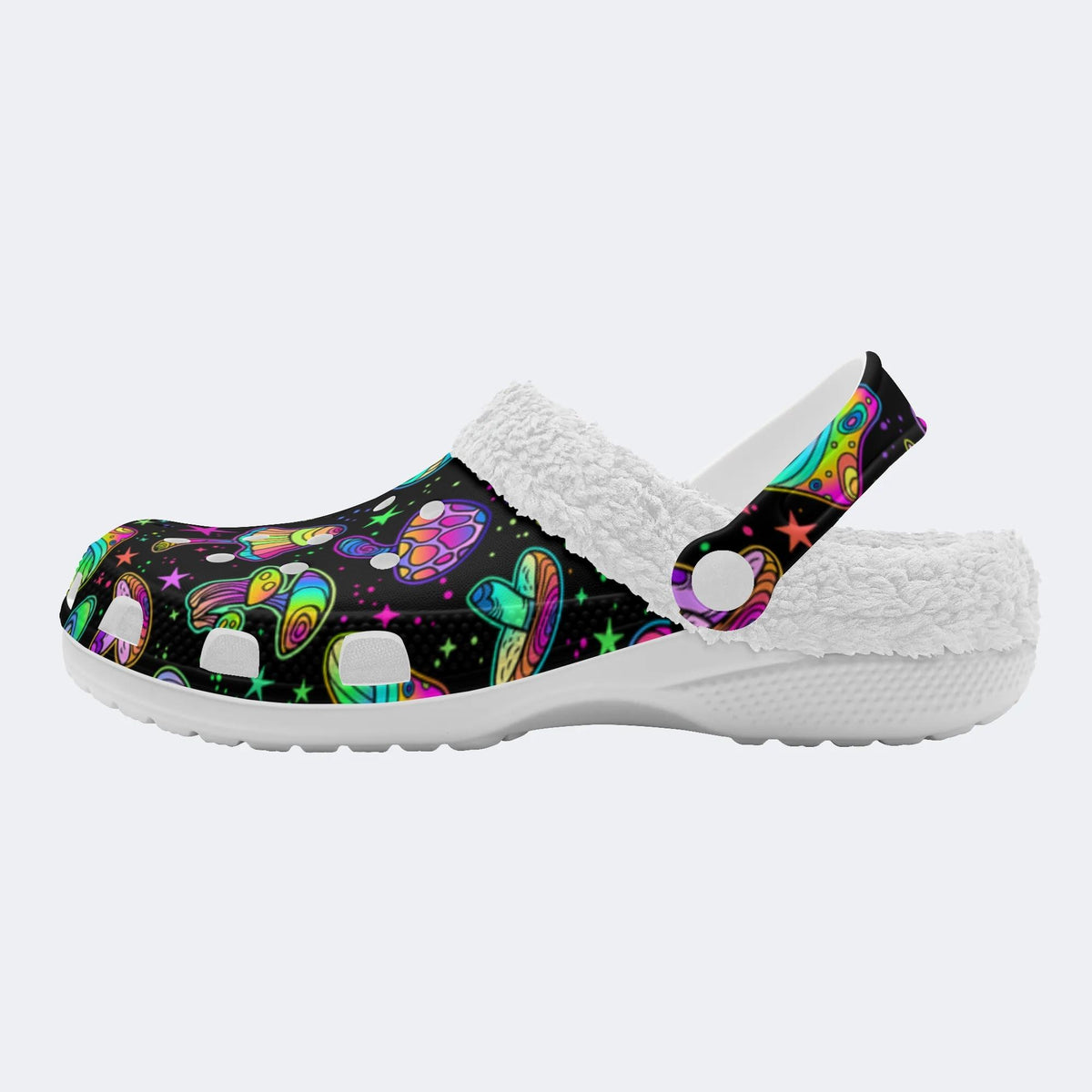 Magic Mushrooms Print- Fur Lined Slippers/Sandals