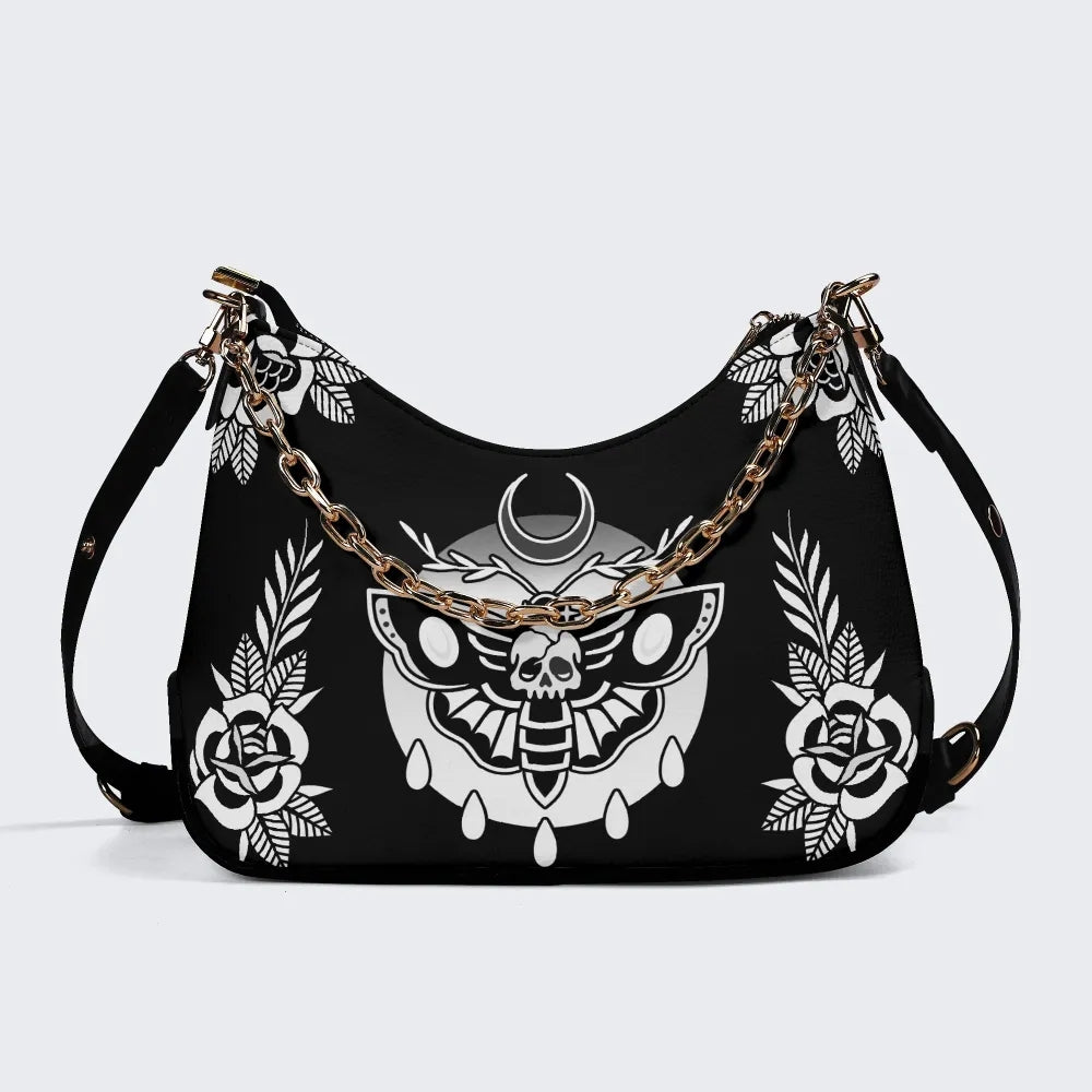 Death Moth Vintage Print - Leather Crossbody Bag