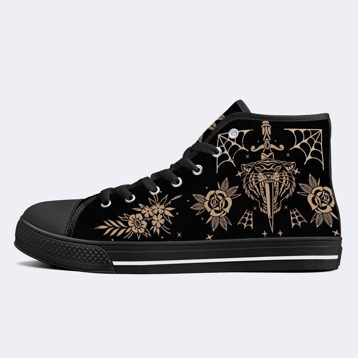 Old School Tiger Print - High Top Canvas