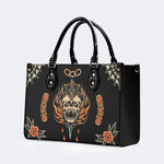 Death Moth&Skeleton Print - Leather Handbag