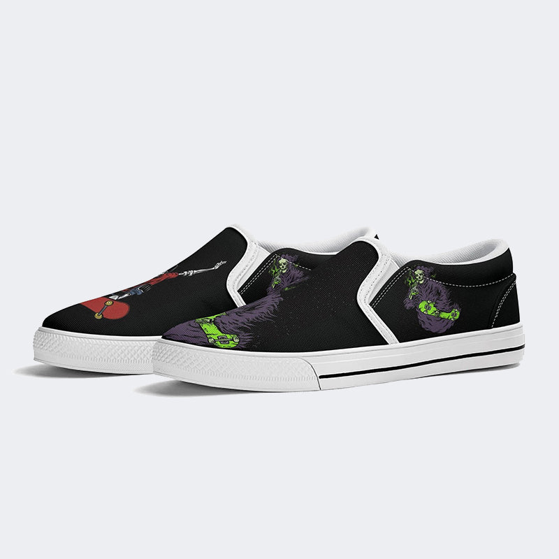 Skull Skateboard - Slip On Shoes