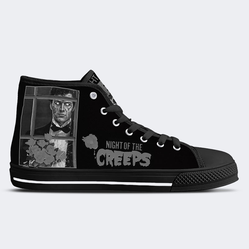Unisex Vintage Horror Graphic - High Top Canvas