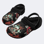 Japanese Samurai Frog Print - Fur Lined Slippers/Sandals