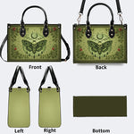 Green Death Moth Floral Print - Leather Handbag