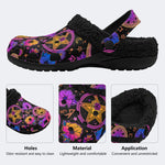 Magical Symbols&Flowers Print- Fur Lined Slippers/Sandals