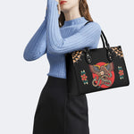 Vintage Eagle & Snake Print - Leather Handbag