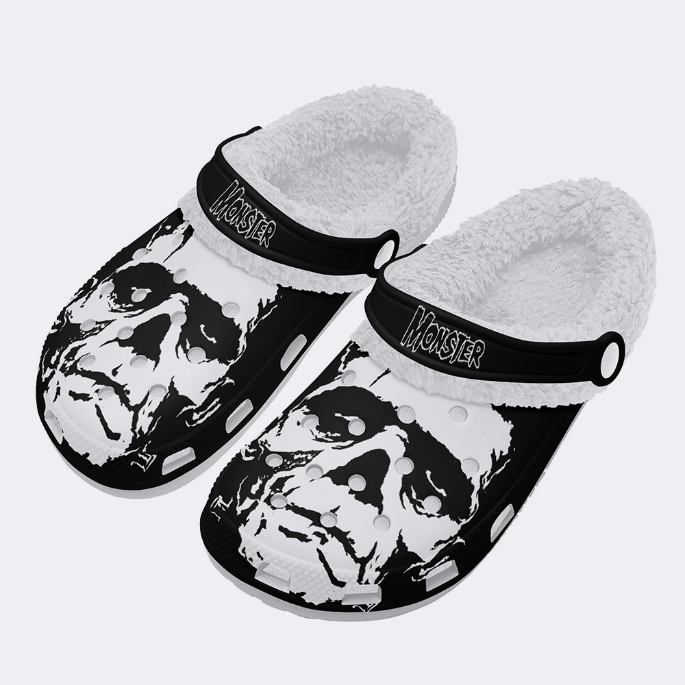 Unisex Monster Skull - Fur Lined Slippers/Sandals