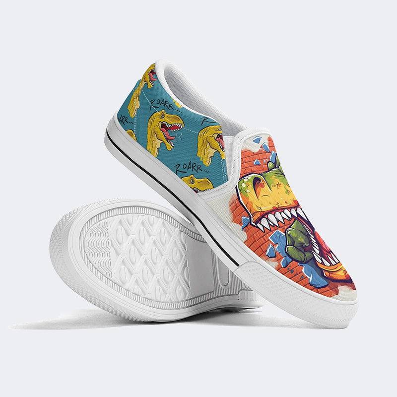 Unisex Dinosaur Print - Slip On Shoes