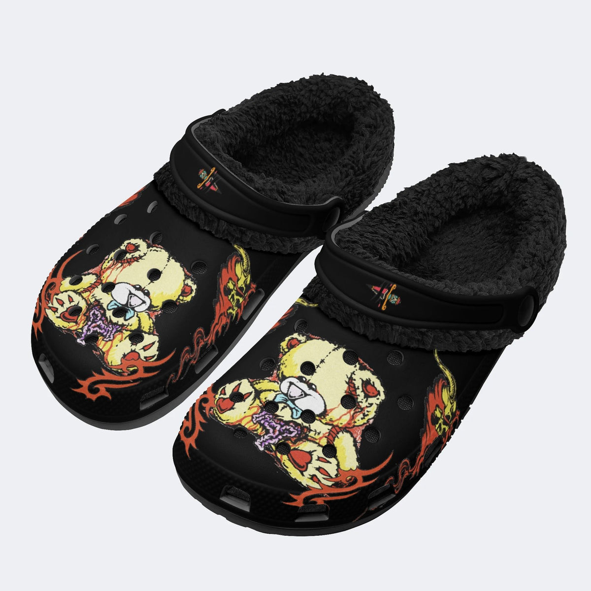 Lonely Bear Doll Print - Fur Lined Slippers/Sandals