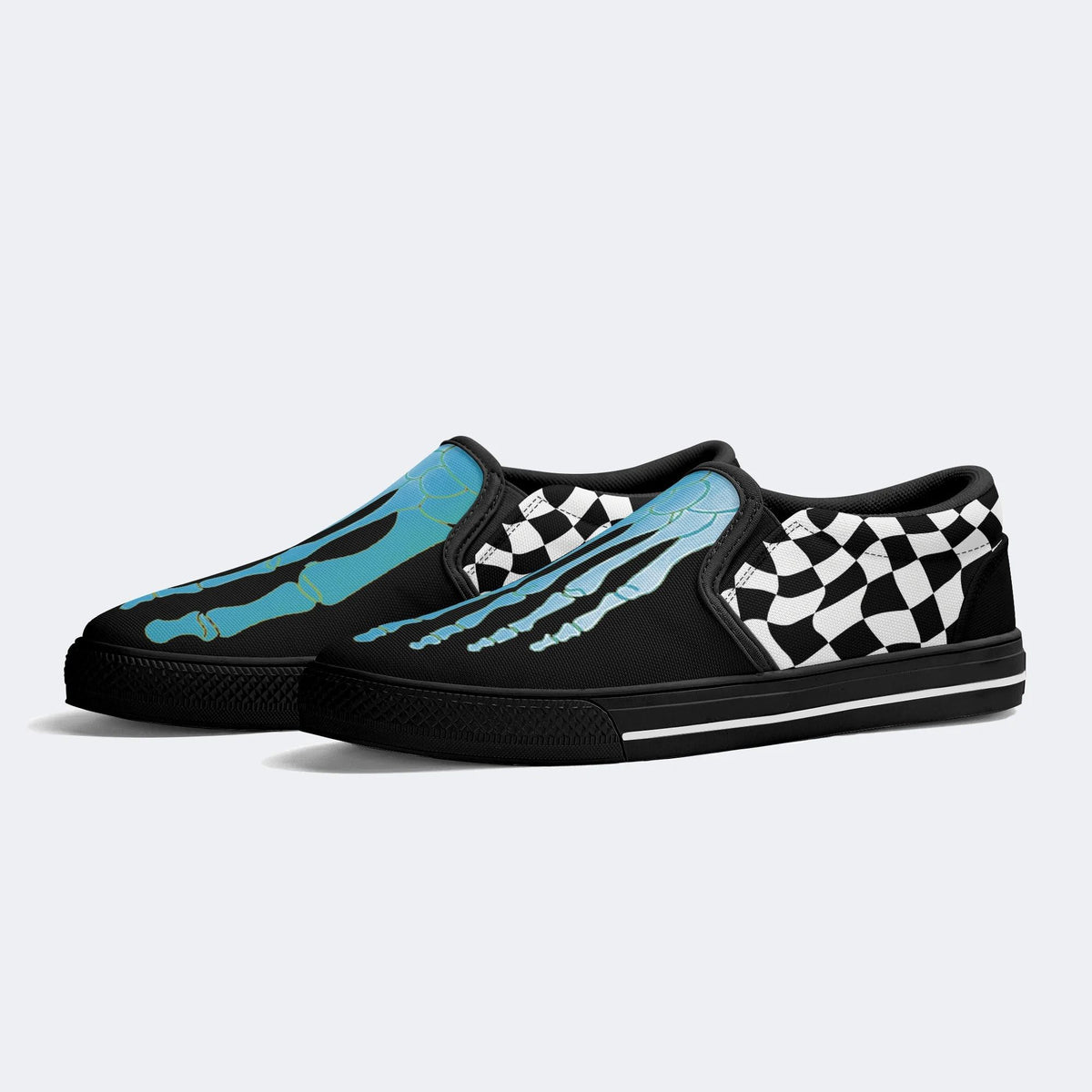 Blue Gradient Skeleton Toes Skull - Slip On Shoes