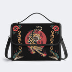 Old School Tiger & Crocodile Print - Leather Satchel Bag