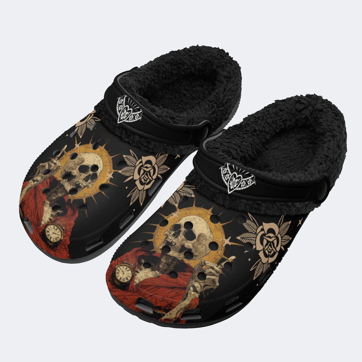 Skull Art Print - Fur Lined Slippers/Sandals