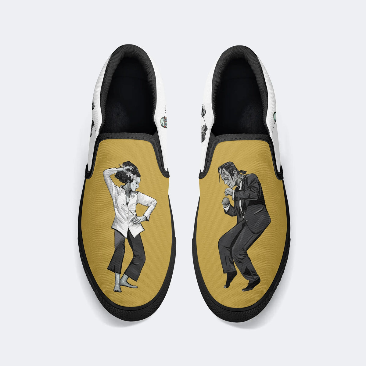 Pulp Frankenstein Halloween Print - Slip On Shoes