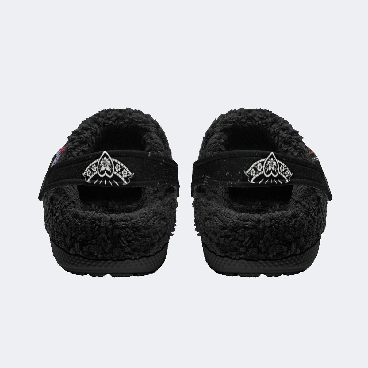 Skull Gothic Print - Fur Lined Slippers/Sandals