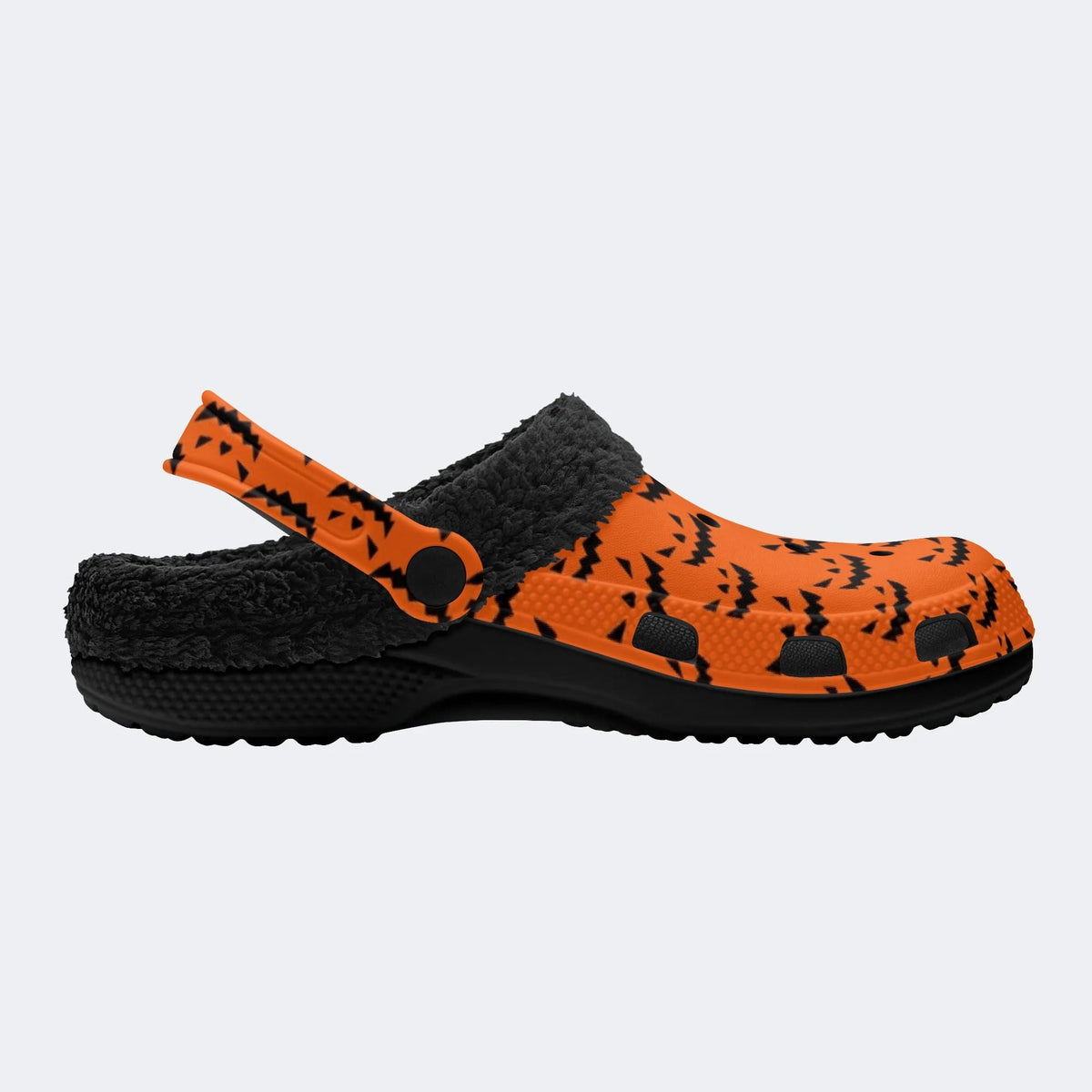 Black Bat Orange - Fur Lined Slippers/Sandals