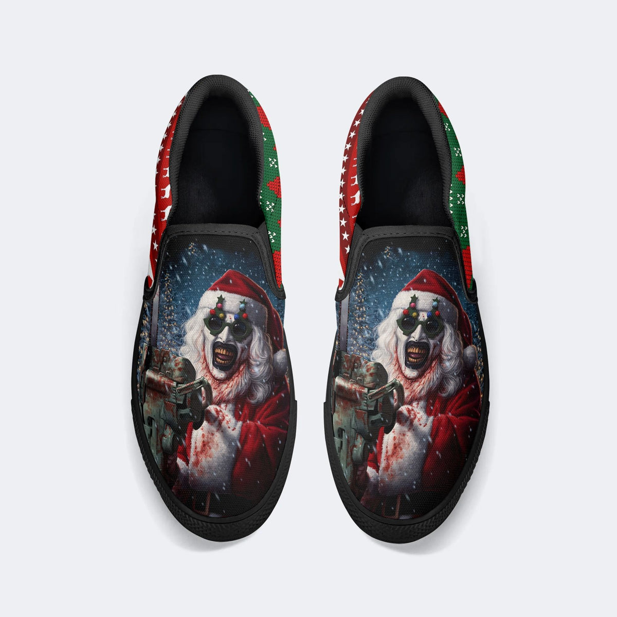 Horror Santa Claus Ghostface Print - Slip On Shoes