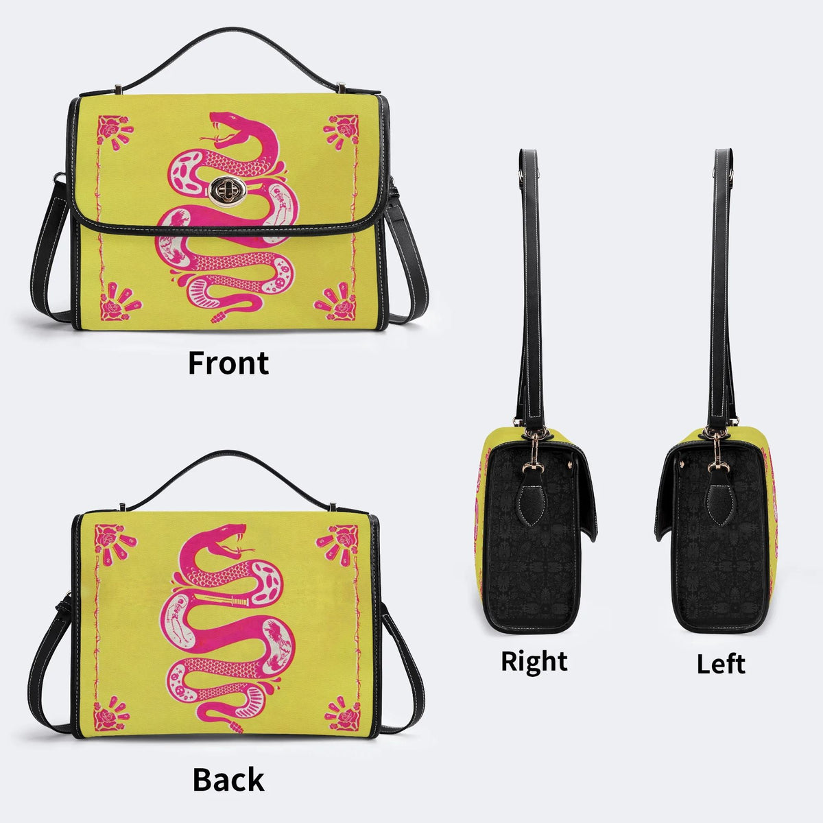Pink Rattlesnake - Leather Satchel Bag