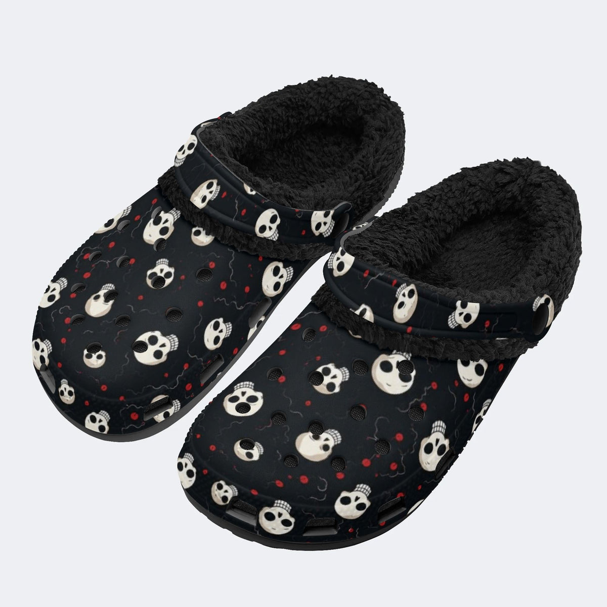 Cartoon Skulls - Fur Lined Slippers/Sandals