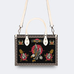 Vintage Eagle Print - Leather Handbag