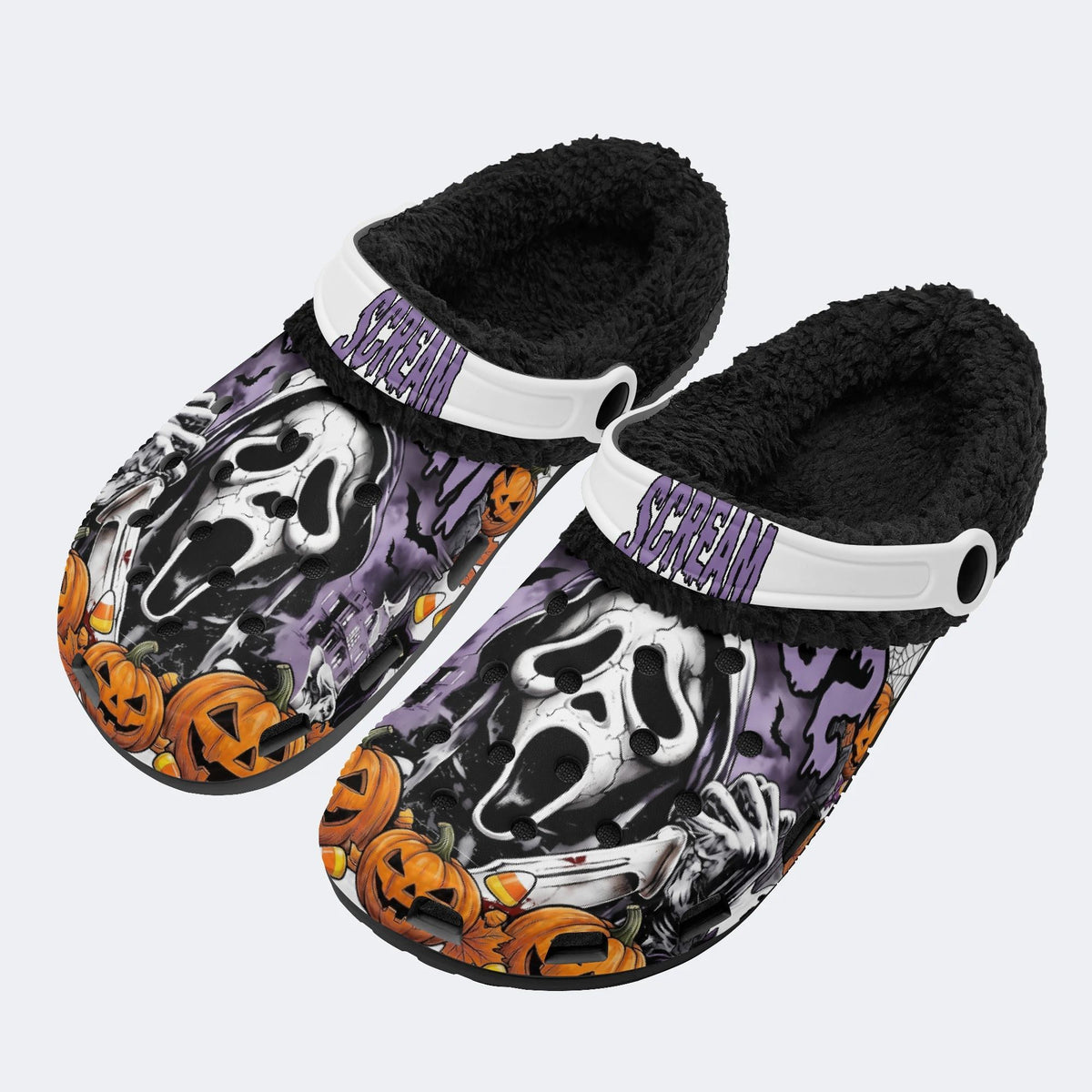 Scary Scream Pumpkin - Fur Lined Slippers/Sandals