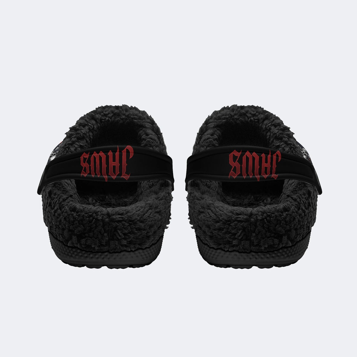 Gothic Skeleton Shark Skull Blood Moon Castle - Fur Lined Slippers/Sandals