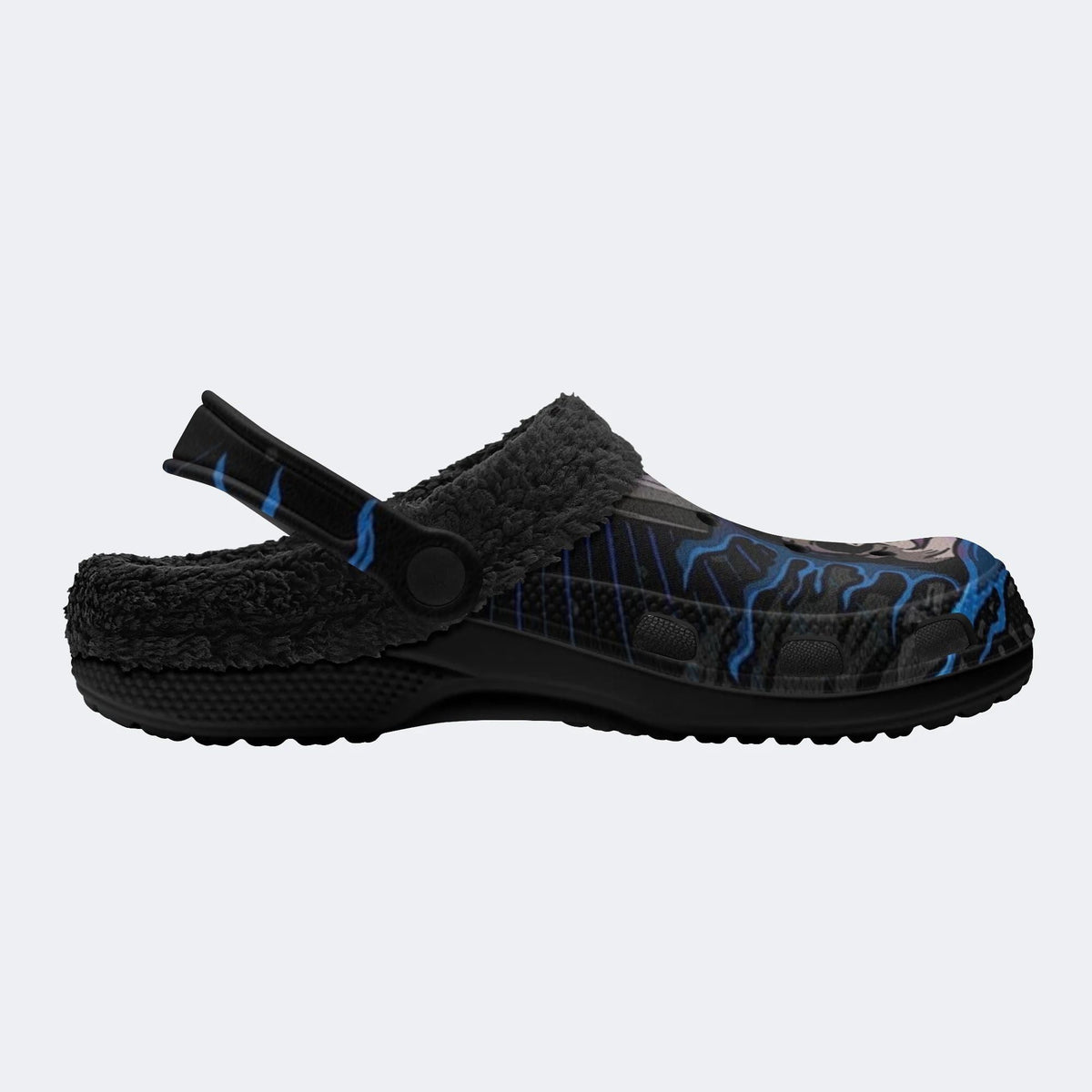 Blue Wave Skull - Fur Lined Slippers/Sandals
