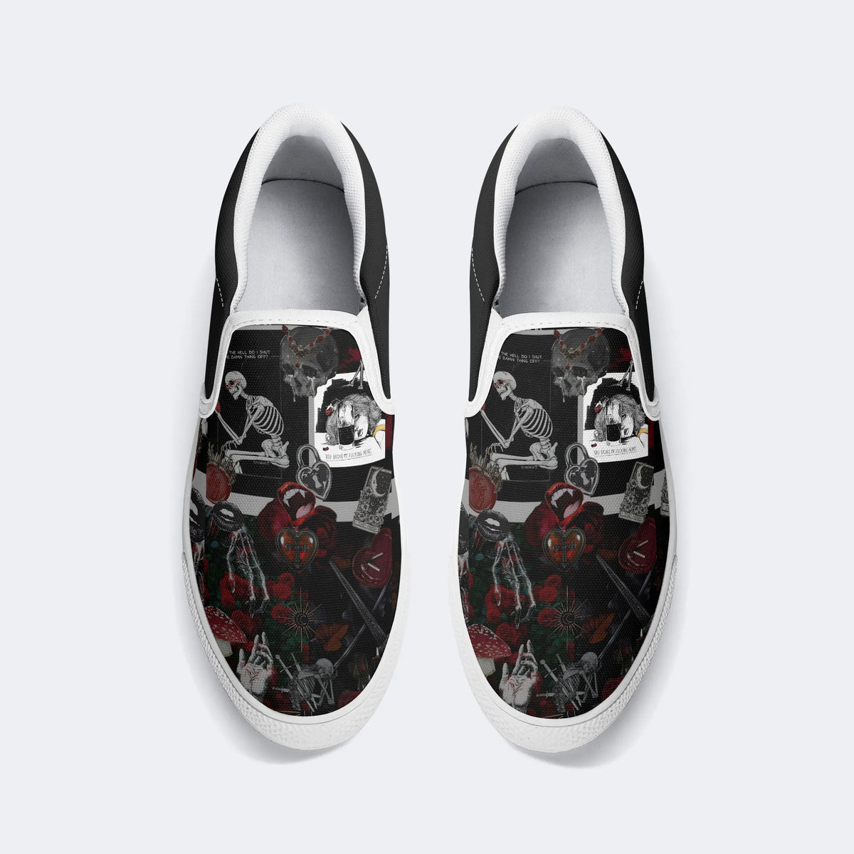 Horror Collage Print - Slip On Shoes