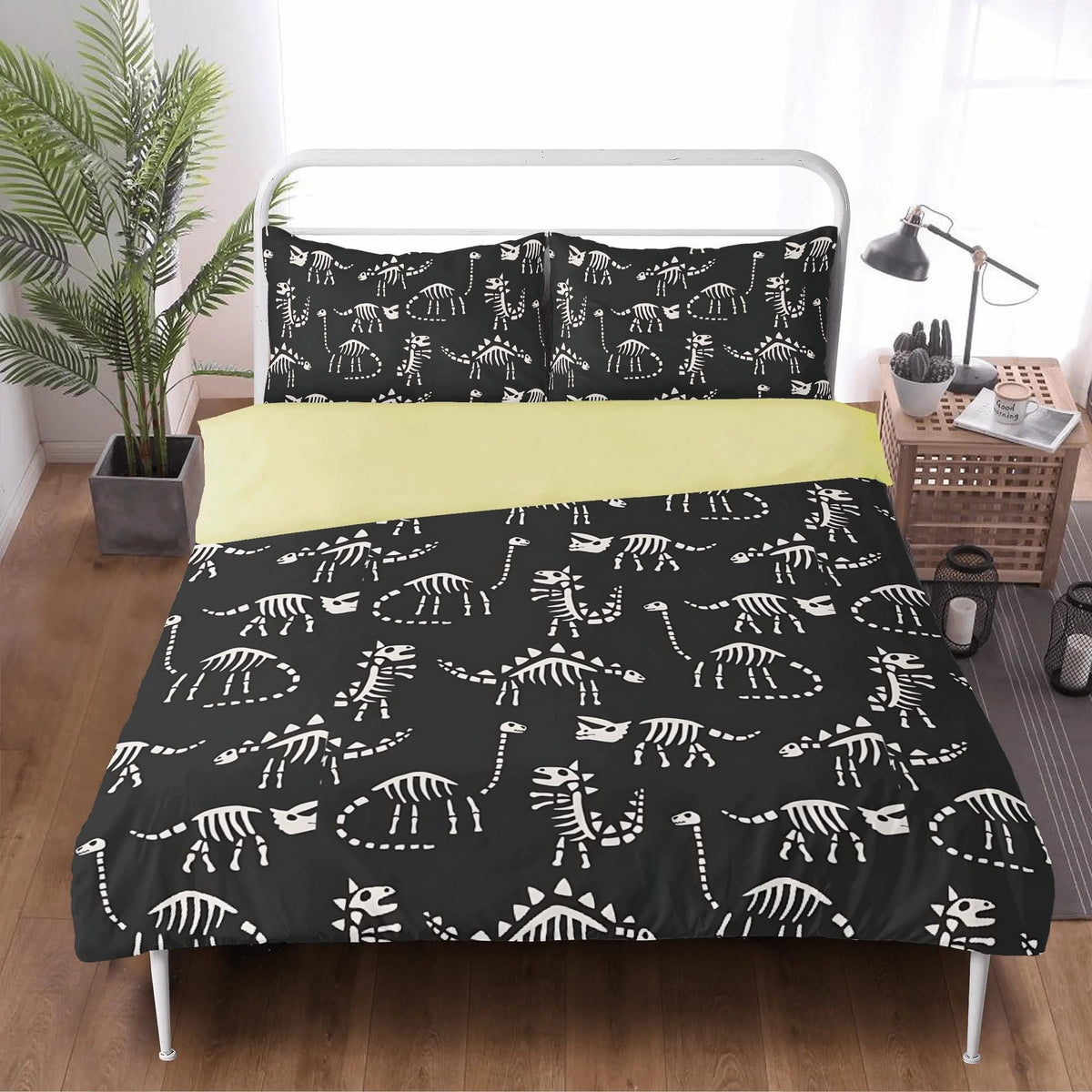 Dinosaur Skeleton Print - Three Piece Bedding Set