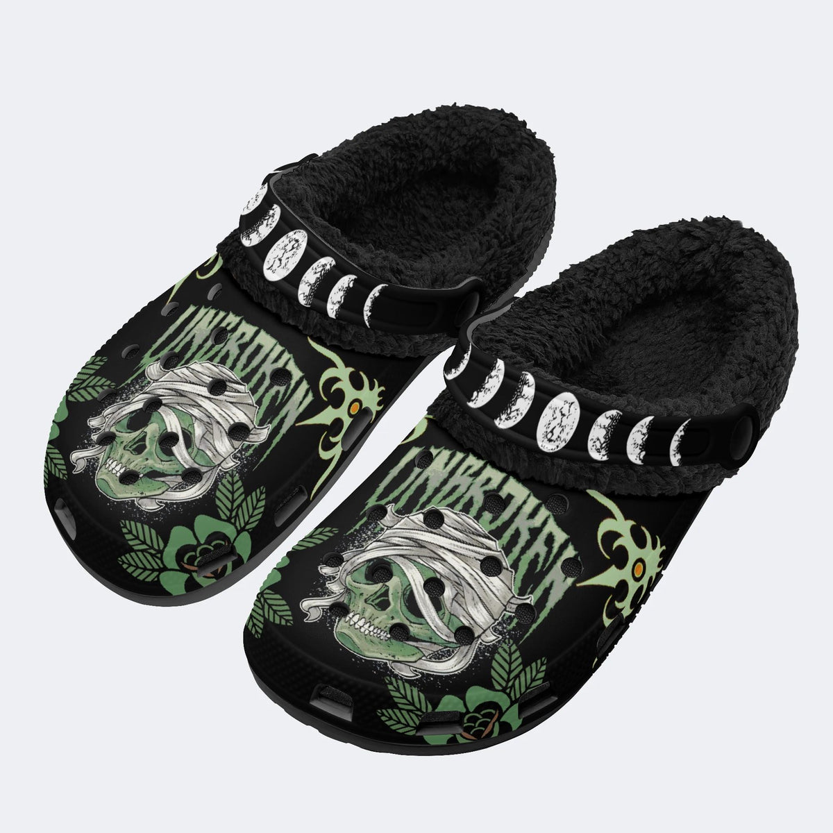 Horror Mummy Monster Print - Fur Lined Slippers/Sandals