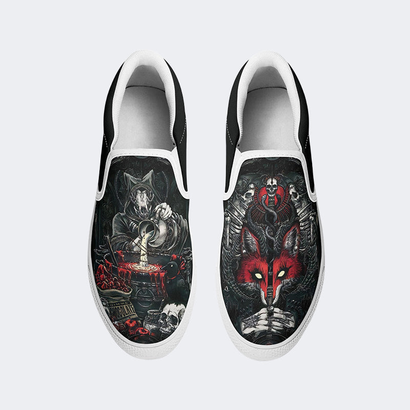 Unisex Skull Graphic Print - Slip On Shoes