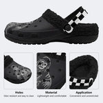 Halloween Skull Print - Fur Lined Slippers/Sandals