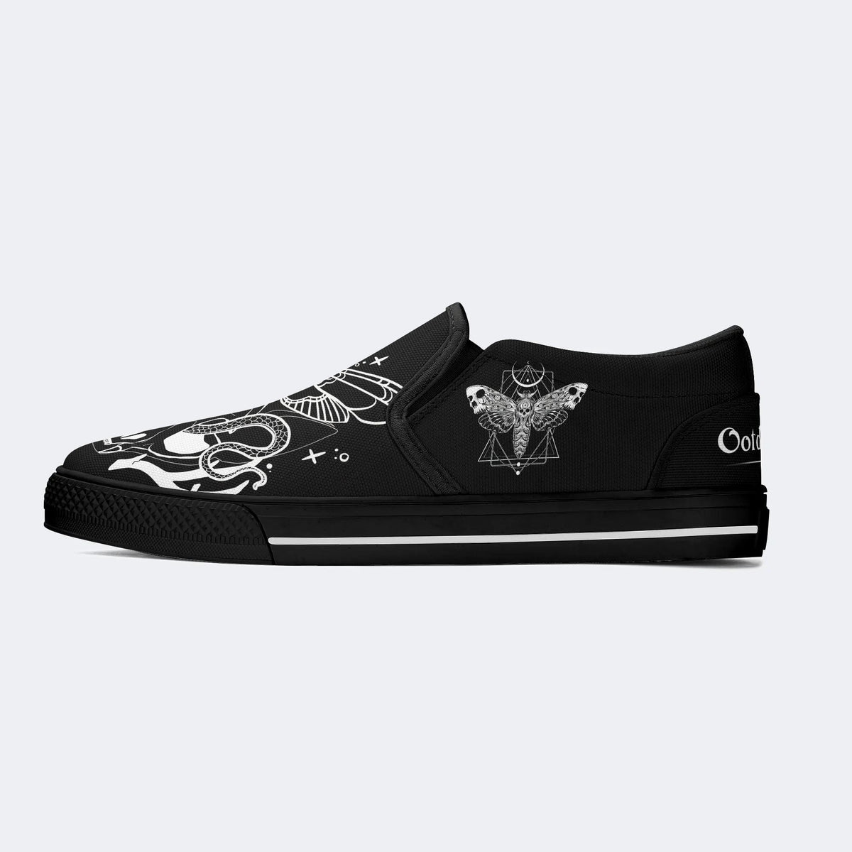 Chaussures unisexes à enfiler avec imprimé Death Moth&amp;Skull 