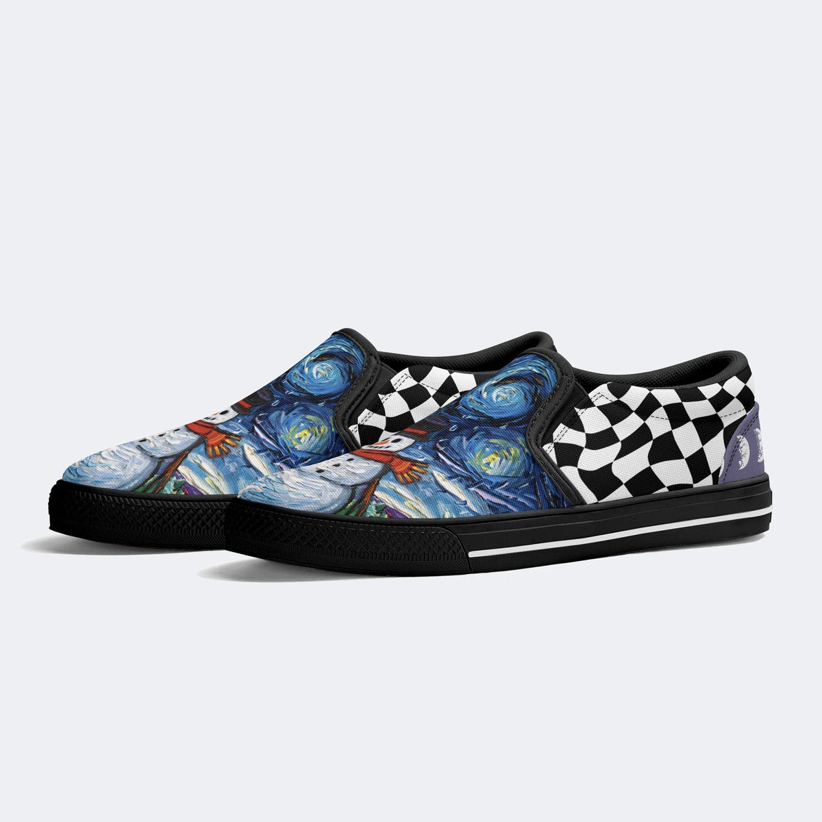 Snowman Starry Night Print - Slip On Shoes