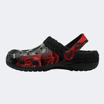 Red Skull Guitar Art - Fur Lined Slippers/Sandals