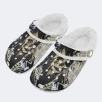 Retro Horror Skull Print - Fur Lined Slippers