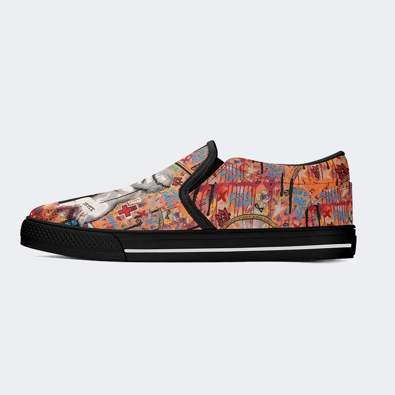 Unisex Christ Mary Graffiti Art Print - Slip On Shoes