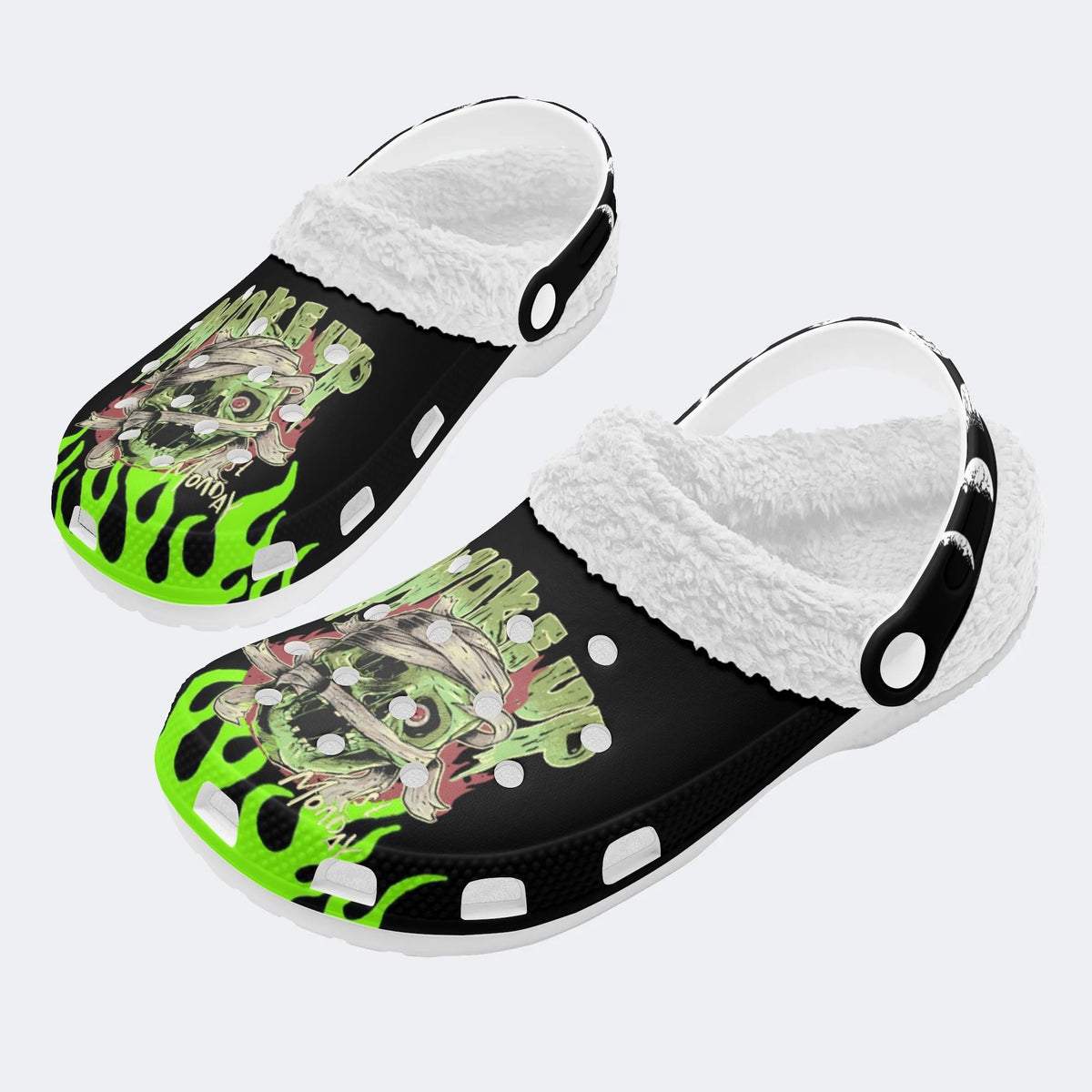 Horror Mummy Monster Print - Fur Lined Slippers/Sandals