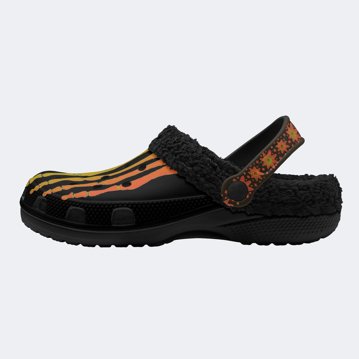 Yellow Gradient Skeleton Toes Skull - Fur Lined Slippers/Sandals