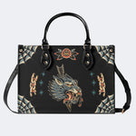Wolf Vintage Print - Leather Handbag