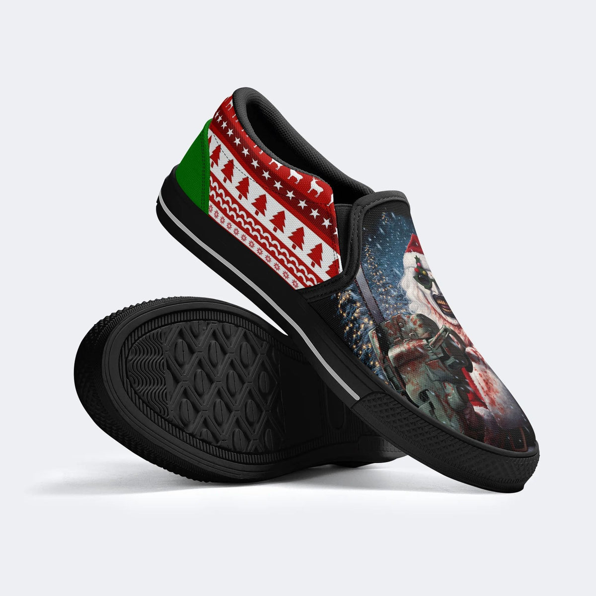 Horror Santa Claus Ghostface Print - Slip On Shoes