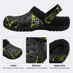 Tech Geometric Print - Fur Lined Slippers/Sandals