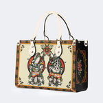 Old School Rock Frog Print - Leather Handbag