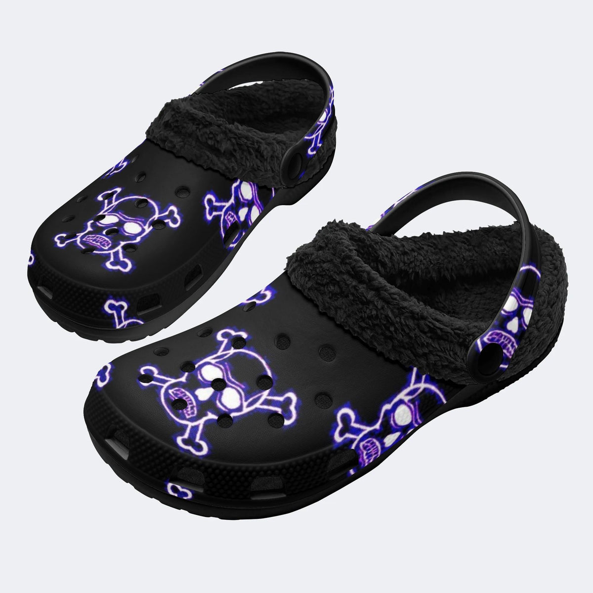 Neon Skulls - Fur Lined Slippers/Sandals