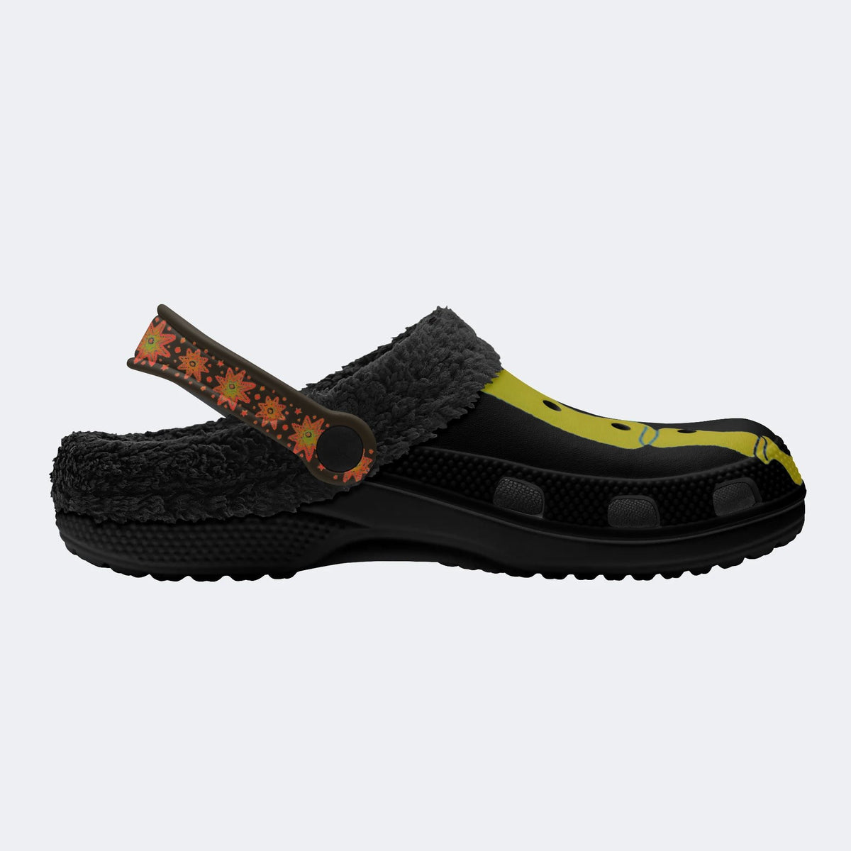 Yellow Gradient Skeleton Toes Skull - Fur Lined Slippers/Sandals