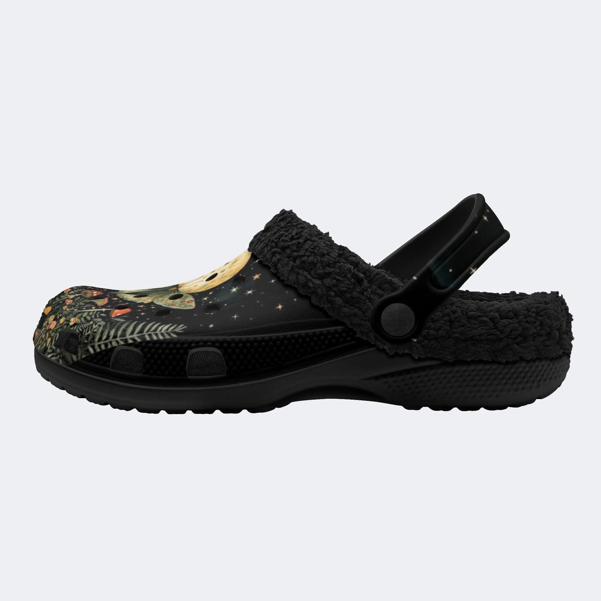 Gothic Moth Celestial Mushroom - Fur Lined Slippers/Sandals