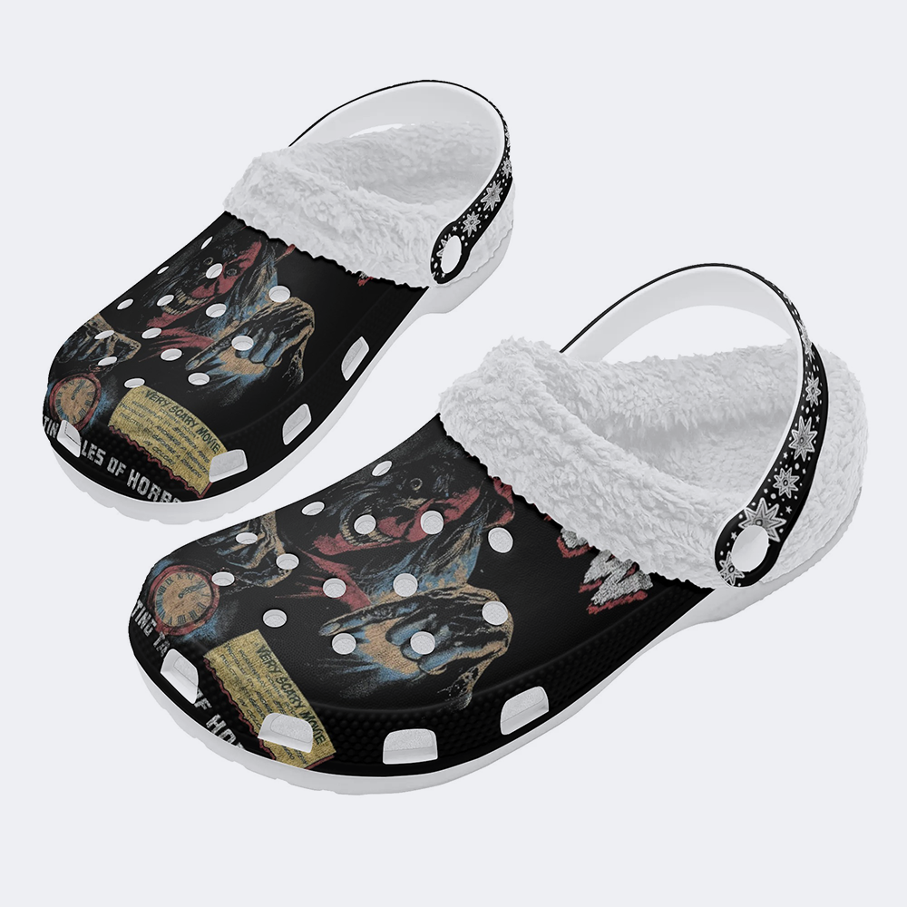 Horror Movie Vintage Graphic - Fur Lined Slippers/Sandals