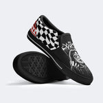 Unisex Black Metal Pinhead Print - Slip On Shoes