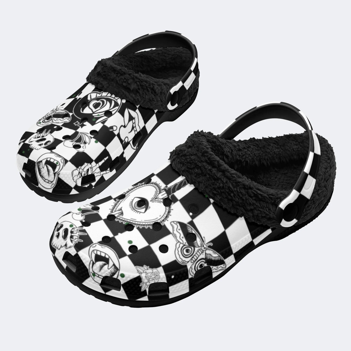 Gothic elements combination Print - Colorable Fur Lined Slippers/Sandals